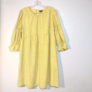 Who What Wear, Sz: L,  Yellow Print Boho Baby Doll Dress, Pockets, 3/4 Sleeve